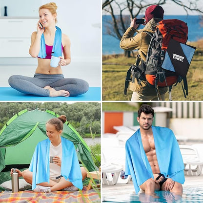 Camping Towel L Size Fast Drying Microfiber Lightweight for Men Women Travel Body Beach Hiking Swimming Hot Yoga Mat Sweat Towels(Blue, 1 Pack L)