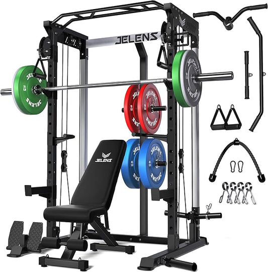 C21 Power Cage, 2000LBS Multi-Function Power Rack with Independent Dual Pulley System, All-in-One Squat Rack for Cable Crossover, Home Gym Workout Machine