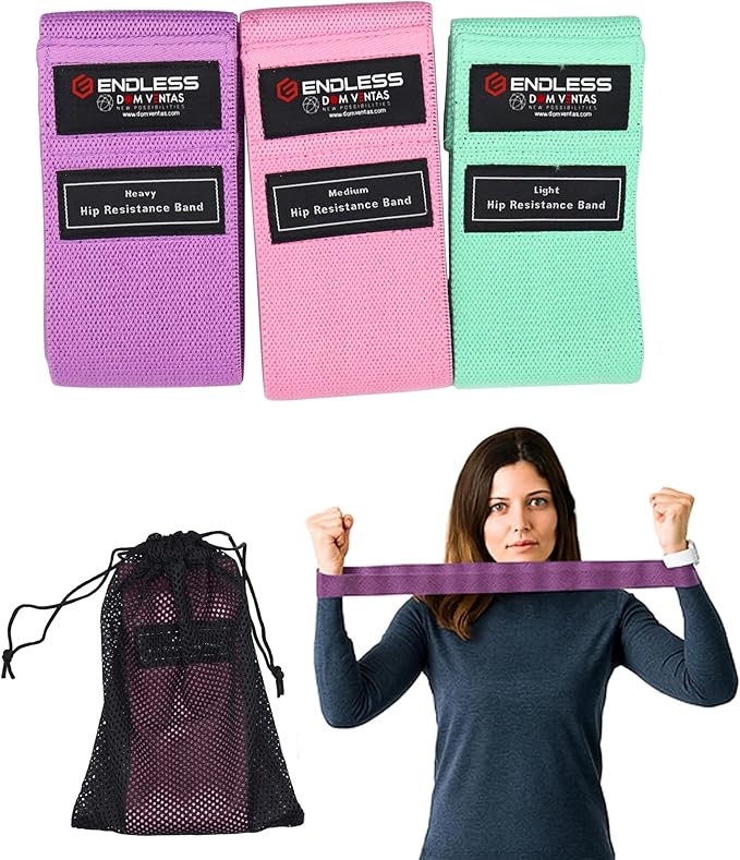 ENDLESS EL1044 Resistance Loop Bands Set of 3 Pcs with Light, Medium and Heavy Resistance Level | Multi Color | Material: Cotton | for Squats, Stretching, Hip & Glute Heavy Workouts for Men & Women