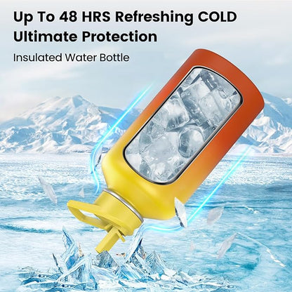 Insulated Water Bottle 40 oz, Triple Wall Vacuum Stainless Steel(Cold for 48 Hrs),Leak Proof & BPA-Free,Simple Modern Water Bottle with Drink-Through Lid & Flip Straw for Sports & Travel, Sunset