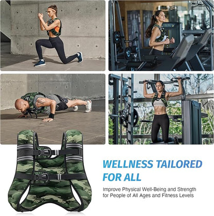 ZELUS Weighted Vest, 6lb/8lb/12lb/16lb/20lb/25lb/30lb Weight Vest with Reflective Stripe for Workout, Strength Training, Running, Fitness, Muscle Building, Weight Loss, Weightlifting