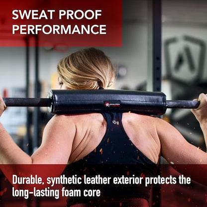 Dark Iron Fitness Barbell Pad w/Extra Thick Foam Padding, Non-Slip Hook and Loop Closure for Olympic Bars Weight Training Shoulder & Neck Protection Support, for Squats Hip Thrusts Lunges