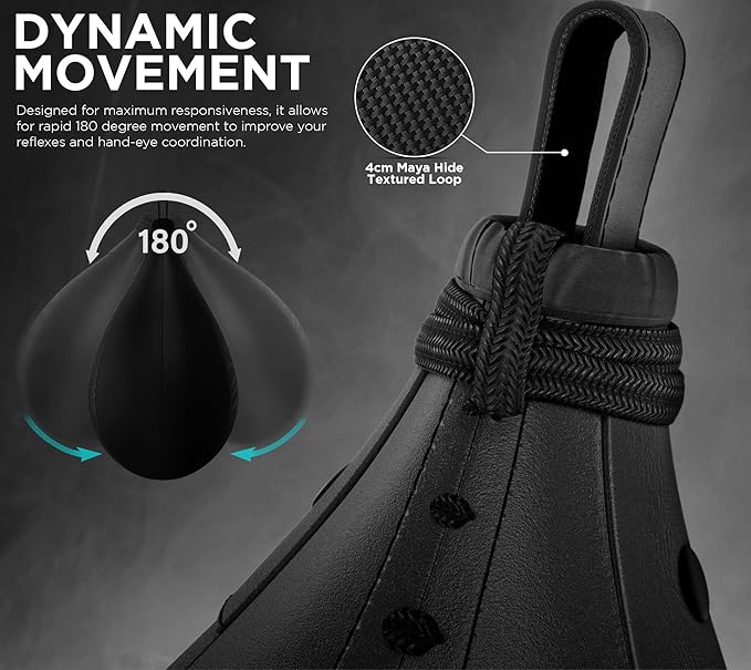 RDX Speed Bag Boxing Ball, Maya Hide Leather Dodge Striking Target with Additional Bladder, MMA Muay Thai Punching Workout Kicking Martial Arts Training Home Gym Exercise Speedball