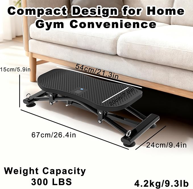 Indoor Rock Stepper w/ Resistance Bands, Sliding Balance Board Trainer Machine for Full Body Card Workout, Non-Slip Stable Home Exercise Equipment for Legs Core Arms Training, Compact Fitness Stepper