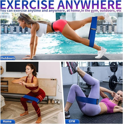 Resistance Bands Set, Exercise Bands with Non-Slip Design for Hips & Glutes, 3 Levels Workout Bands for Women and Men, Booty Bands for Home Fitness, Yoga, Pilates