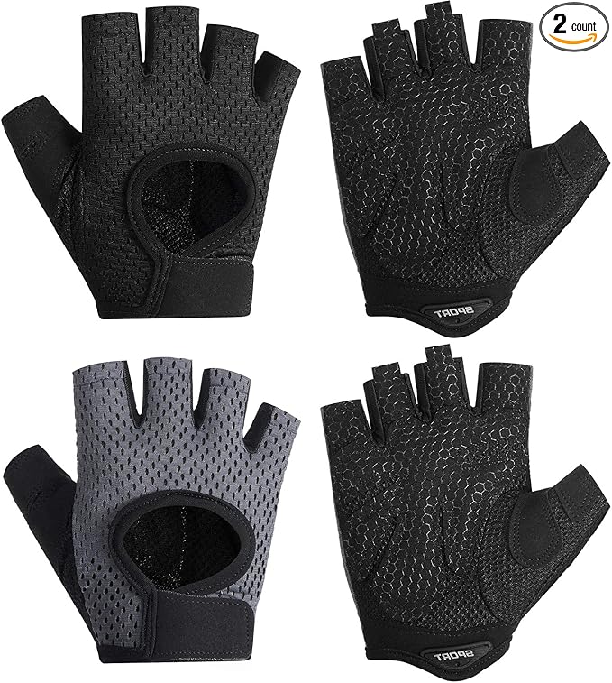 Geyoga 2 Pairs Workout Gloves Adjustable Weight Lifting Gym Exercise Training Breathable Workout Gloves with Full Palm Protection for Men and Women Fitness, Biking, Pull up