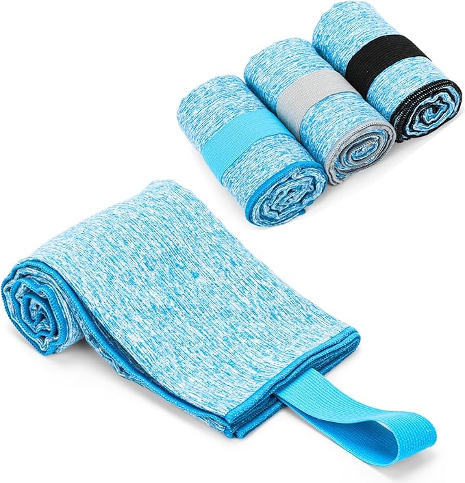 3 Pack Microfiber Gym Towel Quick Dry Sweat Towels Women Men Lightweight Running Cycling Fitness Hiking Tennis Exercise Outdoor Sports Towel(3 Pack(Blue))