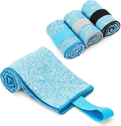3 Pack Microfiber Gym Towel Quick Dry Sweat Towels Women Men Lightweight Running Cycling Fitness Hiking Tennis Exercise Outdoor Sports Towel(3 Pack(Blue))