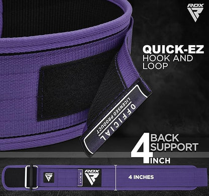 RDX Women Weight Lifting Belt 4” Adjustable Back Lumbar Support Bodybuilding, Powerlifting Strength Training Core Exercise Fitness Workout Squats Deadlifts,Ladies Home Gym Equipment