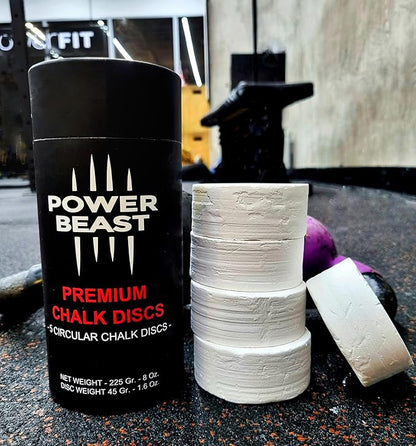 POWER BEAST 5 Block Chalk Discs, Gym Chalk Blocks, Chalk Discs, Magnesium Carbonate for Better Grip, Weightlifting, Rock Climbing, Gymnastics, Bouldering, Weightlifting, Pool Billiards.