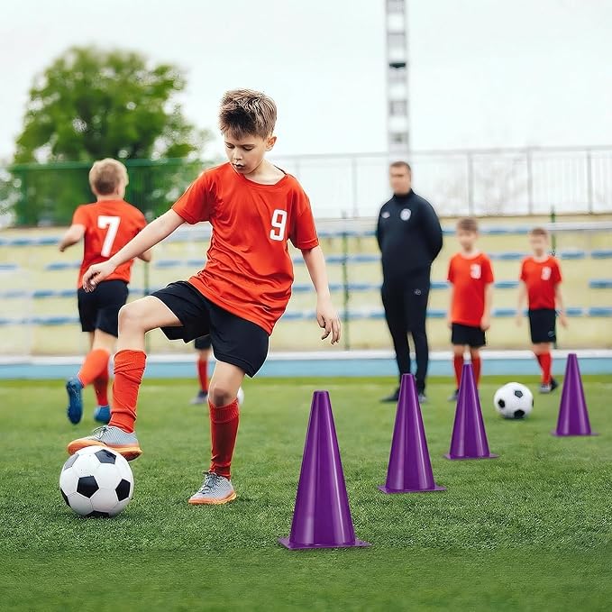 12 Inch Durable Cones,12pcs Versatile Plastic Traffic Cones and Soccer Cones for Sports Training,Agility Drills,Parking Safety,Basketball Training,Football Training.