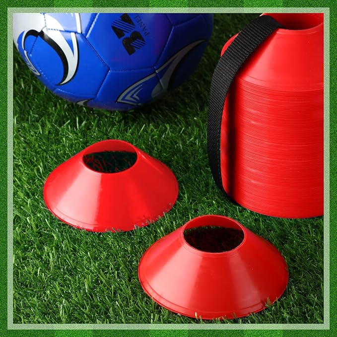 Hanaive 100 Pieces Mini Soccer Cones for Sport Drills 5 Inch Agility Disc Cones with Accessories for Kids Football Training