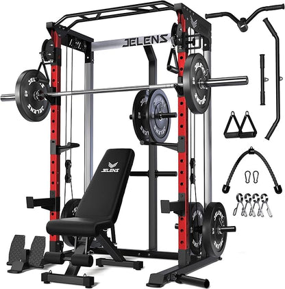 C21 Power Cage, 2000LBS Multi-Function Power Rack with Independent Dual Pulley System, All-in-One Squat Rack for Cable Crossover, Home Gym Workout Machine