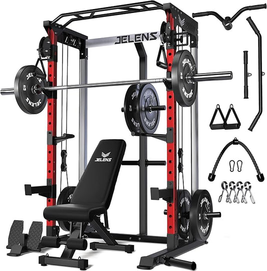 C21 Power Cage, 2000LBS Multi-Function Power Rack with Independent Dual Pulley System, All-in-One Squat Rack for Cable Crossover, Home Gym Workout Machine