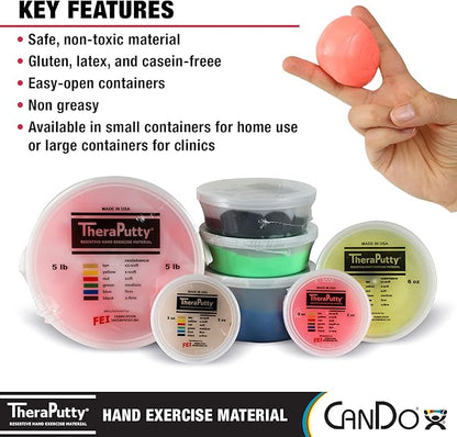 CanDo TheraPutty Standard Hand Exercise Putty For Rehabilitation, Exercises, Hand Therapy, Occupational Therapy, Hand Strengthening, Improve Motor Skills, Stress Relief