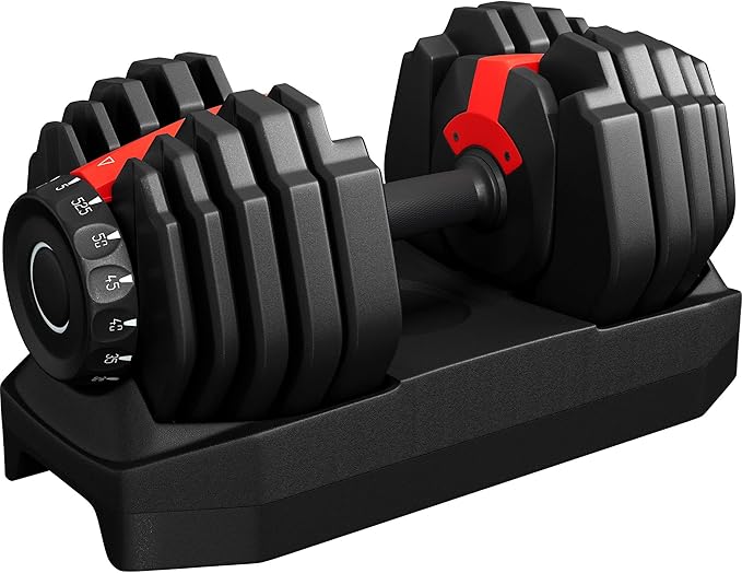 Yaheetech Adjustable Dumbbell Set 28/40/52.5/90LBS Adjustable Dumbbells Fast Adjust Dumbbell Weight Set with Anti-Slip Handle and Tray for Men/Women Home Gym Strength Training Equipment Single/Pair