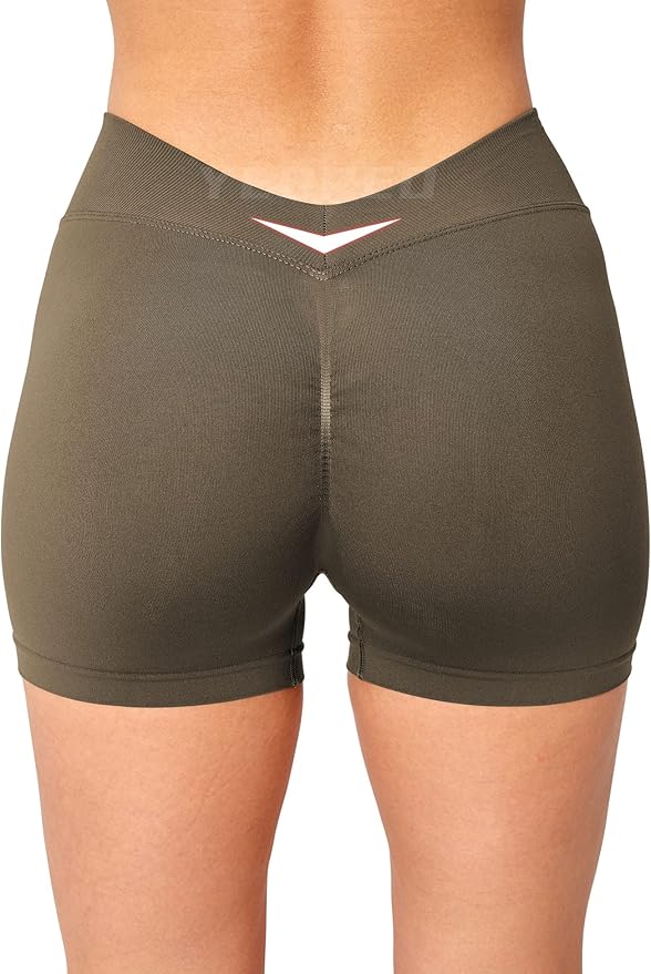 YEOREO Workout Scrunch Shorts Women V Back Gym Butt Lifting Liz High Waisted Seamless Shorts