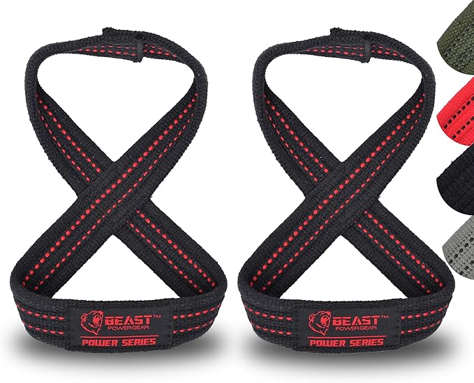 Figure 8 Lifting Strap- Strongman 10-14" Deadlift Straps- True Grip Support & Heavy Duty Wrist Straps for Weightlifting Women Men- Hand Straps for Weight Lifting Figure 8 Straps for Gym Workout