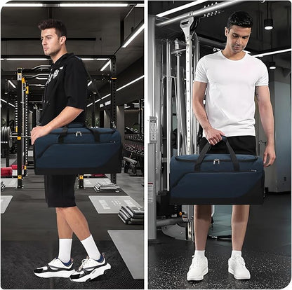 52L Men's Gym Bag with Shoe Compartment - 24-inch Duffle Bag for Travel, Sports, Fitness & Workout (Navy Blue)