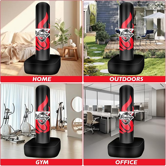 Freestanding Punching Bag for Adult Teens, 70" Heavy Punching Bag with Boxing Gloves and Electric Air Pump for Beginners Kickboxing Training MMA Muay Thai Fitness Office Home Gym