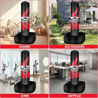 Freestanding Punching Bag for Adult Teens, 70" Heavy Punching Bag with Boxing Gloves and Electric Air Pump for Beginners Kickboxing Training MMA Muay Thai Fitness Office Home Gym