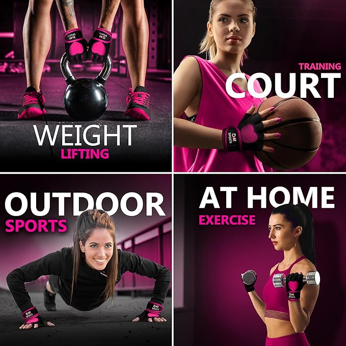 DXM SPORTS Workout Gloves for Women with Wrist Support - Weight Lifting Gloves for Gym, Cycling, Training - Exercise Gloves for Women