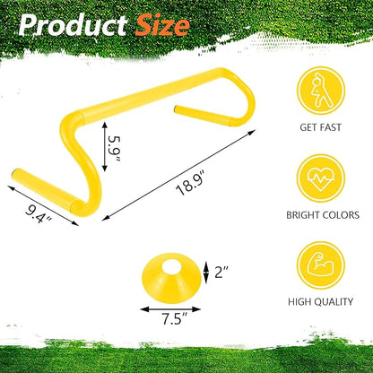 10 Pcs 6" Speed Agility Training Hurdles with 6 Marker Cone Durable Training Hurdle Agility Plyometric All Purpose Speed Hurdle Equipment for Athletes Soccer Basketball Football Practice