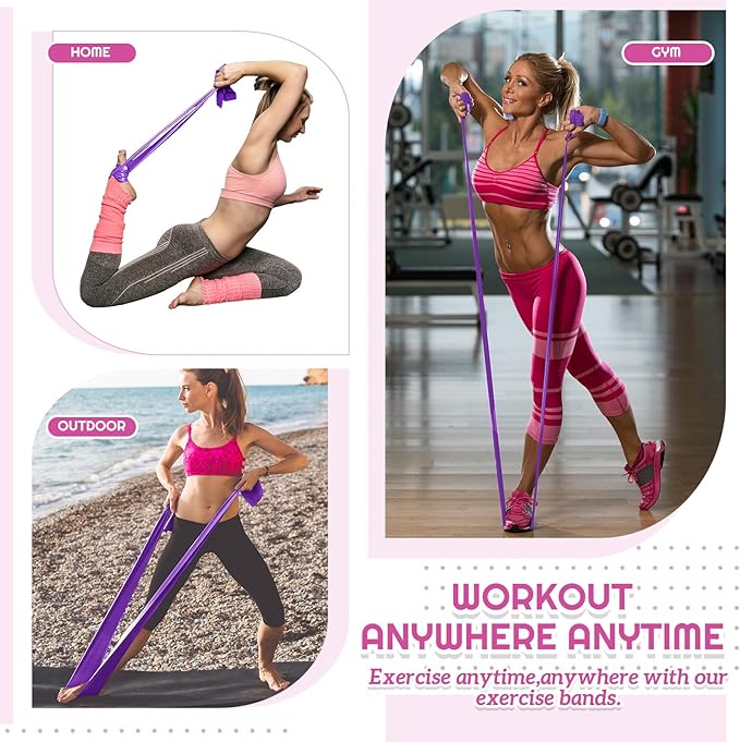 6 Pcs Fitness Resistance Exercise Bands 6 Tube Pedal Puller Resistance Band Set for Women Weight Loss Thigh Training Workout Equipment Elastic Arms Abdomen Shoulder Waist Leg Beginners Yoga