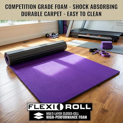 Dollamur 5'x10'x1-3/8" Gymnastics Mat, Carpeted Mat for Tumbling and Cheerleading, FLEXI-Roll®