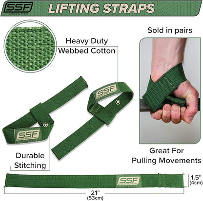 SERIOUS STEEL FITNESS Military OD Green Weight Lifting Straps