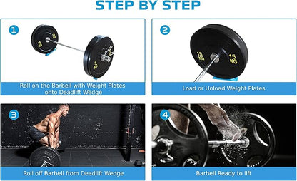 Barbell Wedge (Pair) – Deadlift Jack Alternative – Portable Rubber Ramp for Easy Weight Plate Loading – Ideal for Deadlifts, Powerlifting, Weightlifting, Home Gyms – Includes Cooling Towel