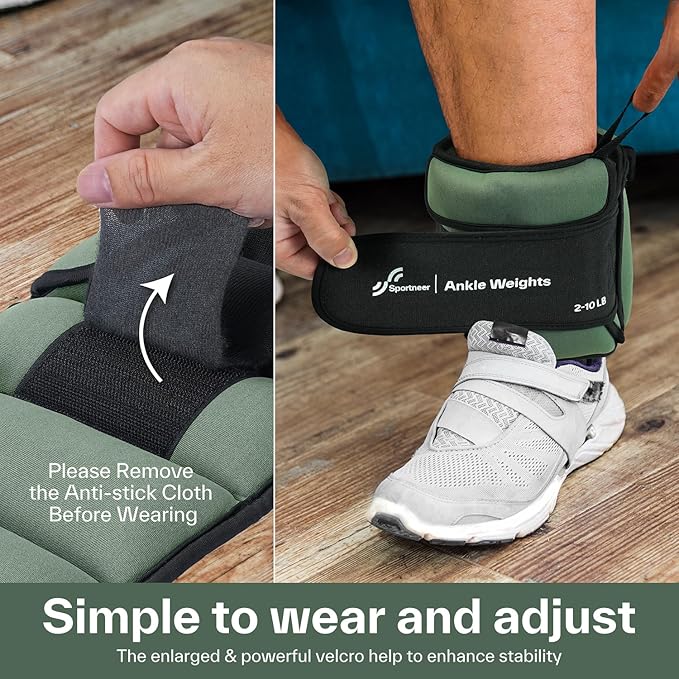 Sportneer 20lbs/Pair Adjustable Ankle Weights for Women and Men, Modularized Leg Weight for Yoga, Walking, Running, Aerobics, Gym, Physical Therapy