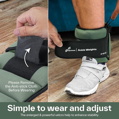 Sportneer 20lbs/Pair Adjustable Ankle Weights for Women and Men, Modularized Leg Weight for Yoga, Walking, Running, Aerobics, Gym, Physical Therapy