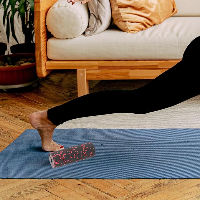 ABOOFAN Compact Fitness Foam Roller Massage Stick, Hollow Portable Back Muscle Massager for Exercise Relaxation and Travel, Red Foam Exercise Roller for Muscle