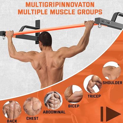 2025 Upgrade Pull Up Bar Wall Mounted - 600 lbs Heavy Duty Strength Training Pull-Up Bars, Ideal Rogue Pull Up Bar for Home and Commercial Gym, Easy Installation Chin Up Bar, Versatile Garage Pullup Bar
