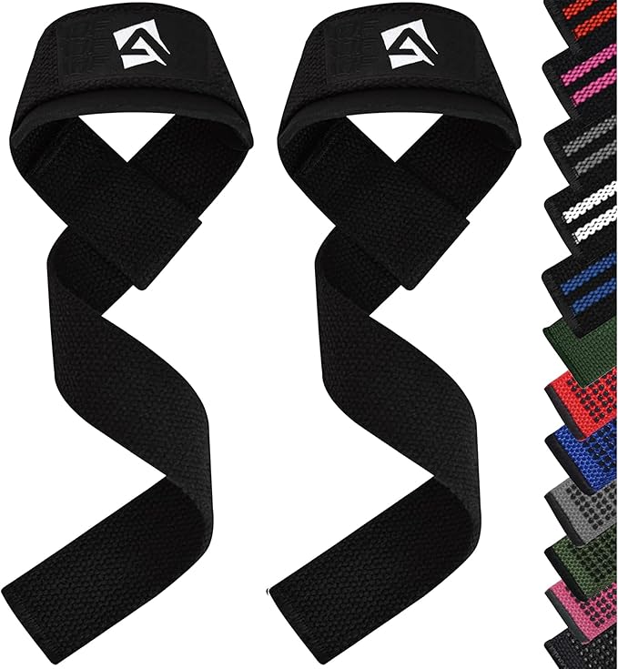 AQF Lifting Wrist Straps for Weightlifting, Powerlifting & Deadlifts – 23” Neoprene Padded Cotton Straps for Strength Training & Gym Workouts - Maximum Grip Support for Men & Women