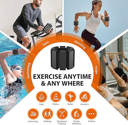 Pilates Wrist and Ankle Weights for Women - Adjustable Weighted Bangles for Men, 2 lbs Weighted Arm Bands Foot Leg Weights for Walking, Yoga, Training, Exercise, Running, Set of 2 (1LB Each)