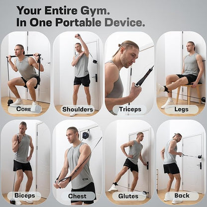 Smart Home Gym - Portable Home Gym Equipment with Digital Resistance 7-66 lbs | Double Motor Electronic Cable Machine for Strength Training | Compact Motorized Adjustable Weight Fitness System