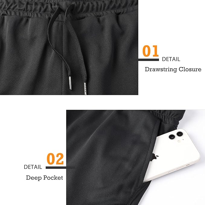 Surenow Mens Running Gym Shorts 3 Inch Breathable Lightweight Athletic Sport Shorts Training Workout Shorts with Pockets