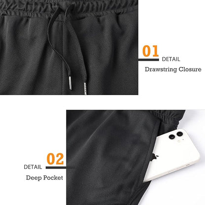 Surenow Mens Running Gym Shorts 3 Inch Breathable Lightweight Athletic Sport Shorts Training Workout Shorts with Pockets