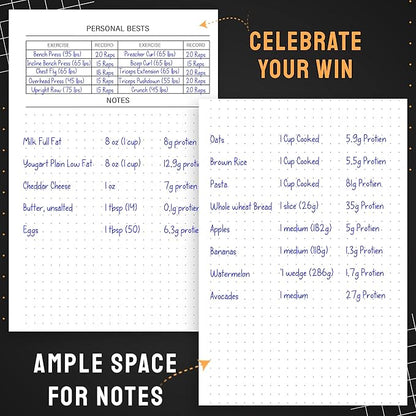 Nextnoid Hardcover Fitness Journal Workout Planner for Men & Women - A5 Sturdy Workout Log Book to Track Gym & Home Workouts - Yellow