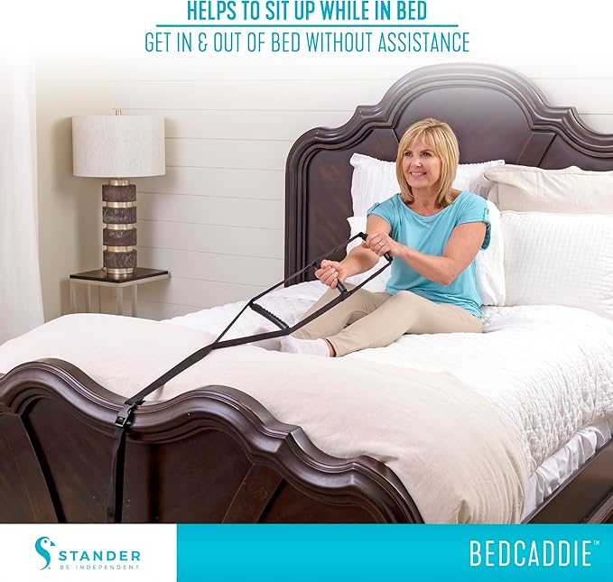 Stander BedCaddie, Pull-Up Assist Bed-Ladder with Non-Slip Handles for Adults, Seniors, and Elderly, Adjustable Length Bed-Lift, Sit Up Helper Bed-Assist, Mobility Aid for Handicapped and Injured