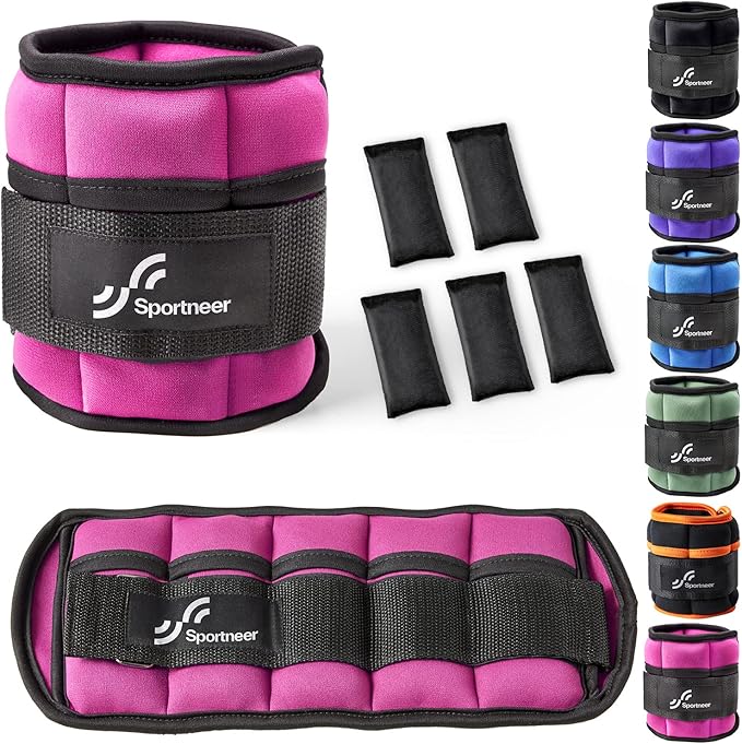 Sportneer Adjustable Ankle/Wrist Weights for Men Women Kids, Weighted Leg & Cuff Strength Training for Yoga Walking Running Aerobics Gym Fitness Physical Therapy