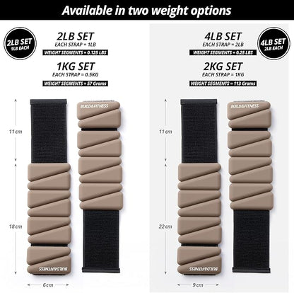 Wrist & Ankle Weights, Adjustable Bands for Women & Men Workouts, Set of 2 – 2lb or 4lb (1lb or 2lb each strap) Ideal for Runs, Jogs, Walks, Yoga, Dance, Pilates, Cardio, Aerobics, Strength Training