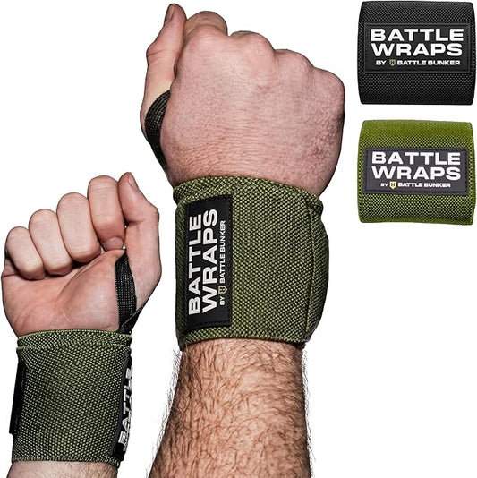 Battle Bunker Wraps Wrist Wraps- Premium Gym Wrist Straps for Maximum Support & Comfort During Lifting- Wrist Straps for Weightlifting to Boost Control & Stability- Built for Confidence & Power