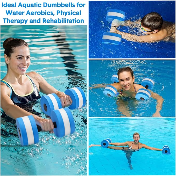 5 Pcs Pool Aquatic Exercise Set Including 2 Lightweight Water Dumbbells, 2 Ankle Swimming Weights, and Swim Belt Water Exercise Equipment for Aquatic Aerobics