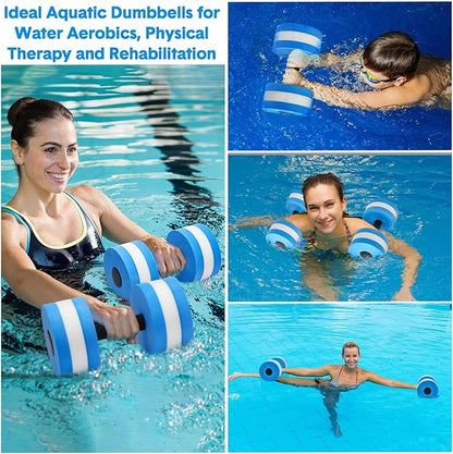 5 Pcs Pool Aquatic Exercise Set Including 2 Lightweight Water Dumbbells, 2 Ankle Swimming Weights, and Swim Belt Water Exercise Equipment for Aquatic Aerobics