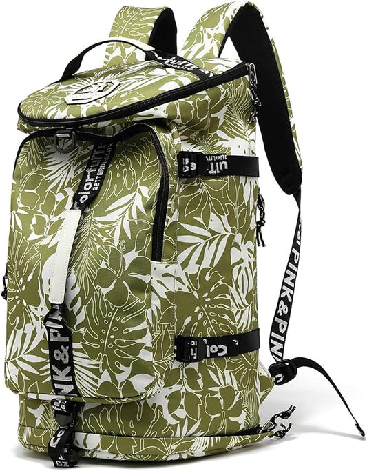 Kalesi Gym Duffle Bag Backpack 4-Way Waterproof with Shoes Compartment for travel Sport Hiking laptop (olive-green)