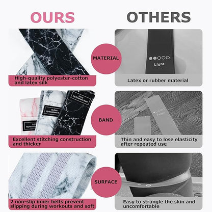 Booty Bands, 3 Levels Hip Bands, Polyester-Cotton and Latex Silk Workout Bands Resistance Bands for Home, Gym, Fitness, Pilates, Yoga (Pack of 3)