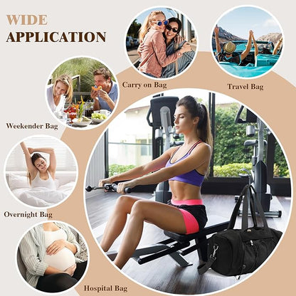 Small Gym Bag for Women, Travel Duffle Bag Carry On Weekender Bag with Shoe Compartment Overnight Gym Tote Personal Item Bag for Men